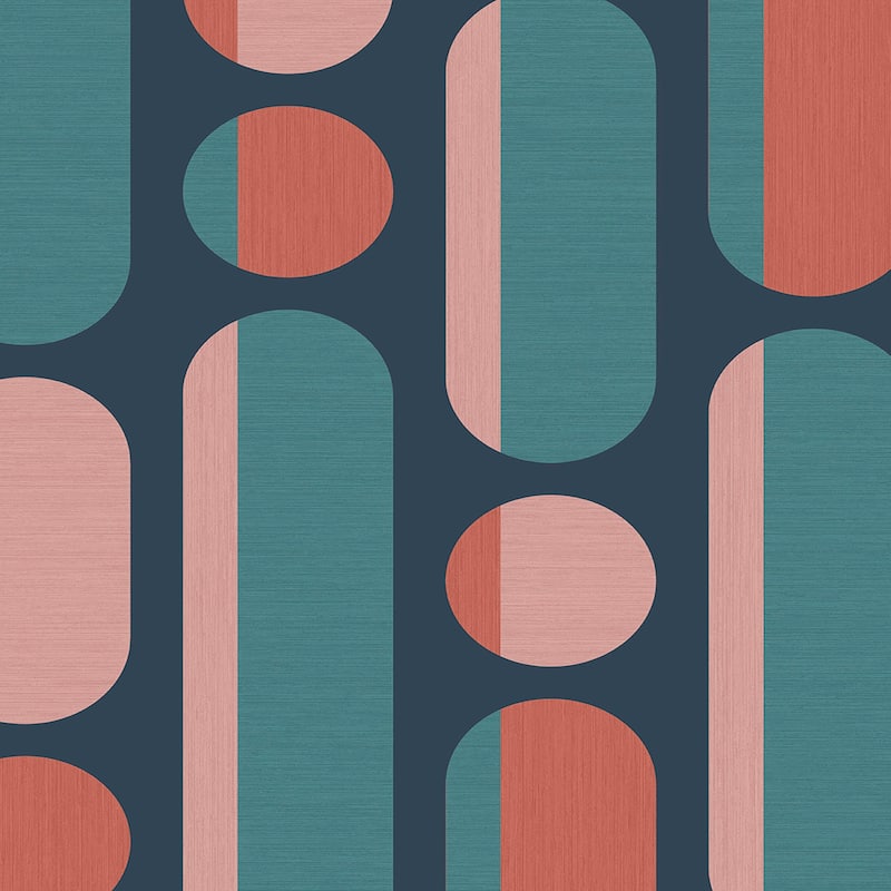 Envy Morse Coral and Navy Wallpaper