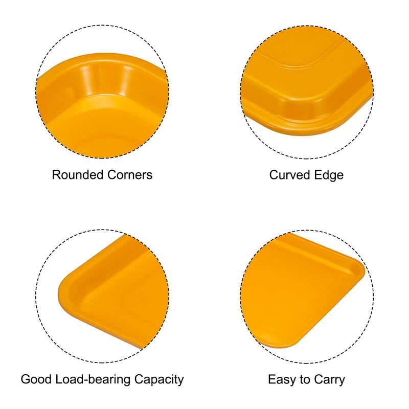 12x8" Fast Food Tray, Plastic Multi-Purpose Rectangle Serving Tray, Yellow