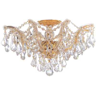 Maria Theresa 5 Light Clear Crystal Gold Semi-Flush - 19'' W x 11.5'' H