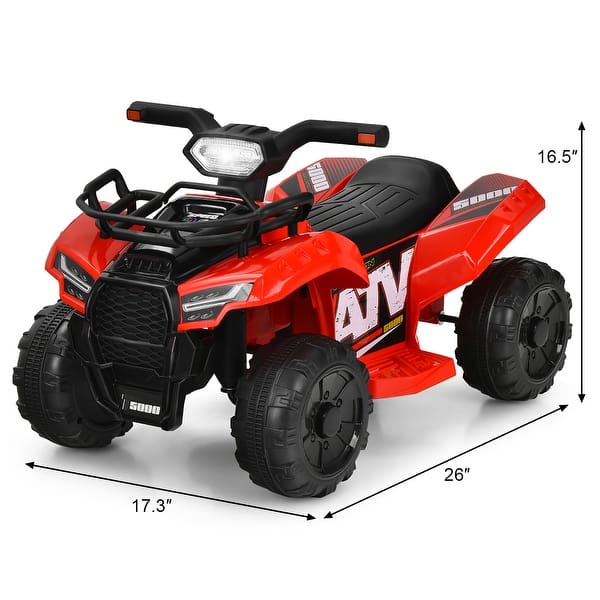 dimension image slide 3 of 5, Costway 6V Kids ATV Quad Electric Ride On Car Toy Toddler with LED - See details
