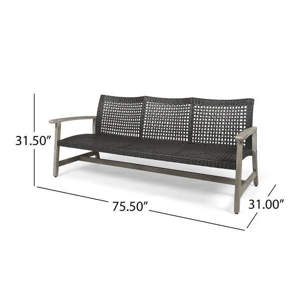 Hampton outdoor wood and wicker sofa clearance