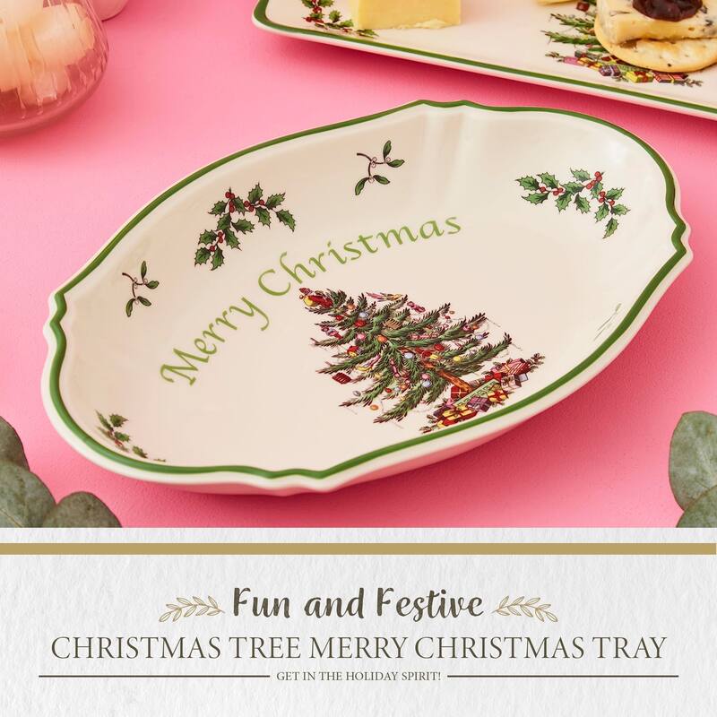 Spode Christmas Tree Merry Christmas Tray - 11" L