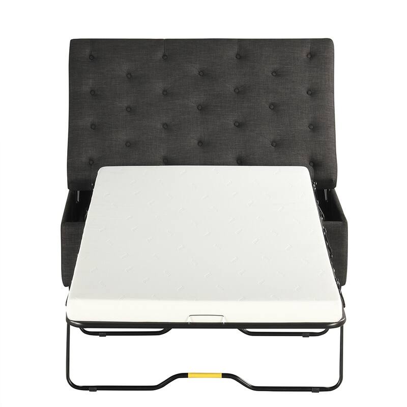 66" Convertible Ottoman Sleeper Sofa Bed, Tufted, Memory Foam Mattress