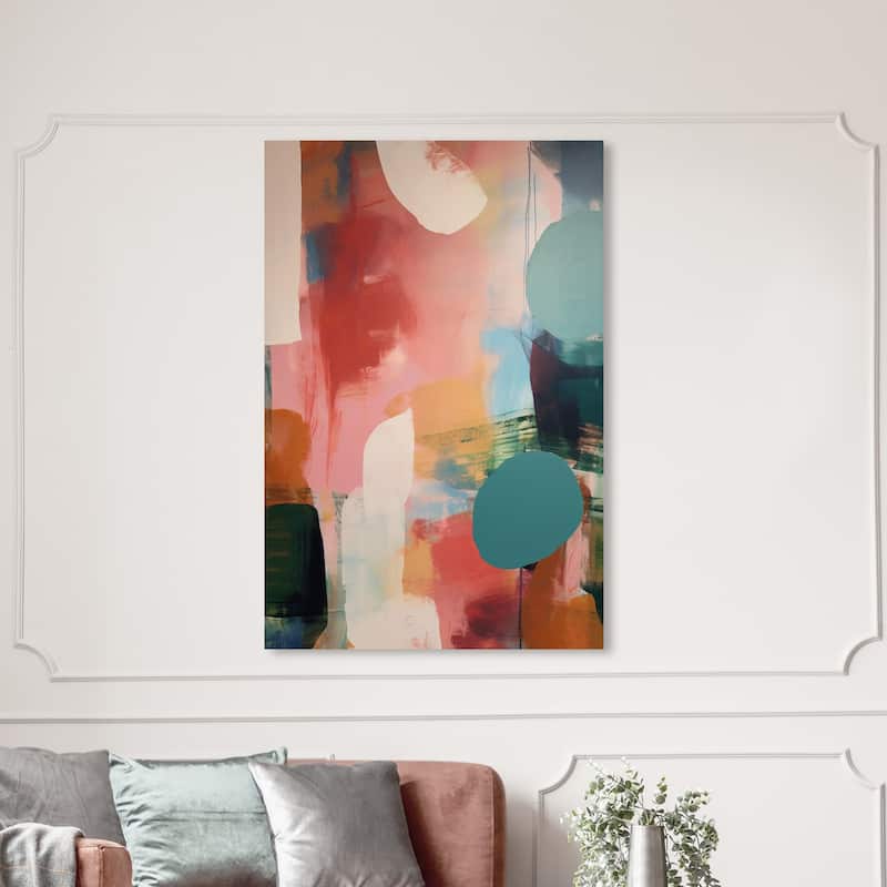 Wynwood Studio Abstract So Retro Vintage Pink and Teal Modern & Contemporary Wall Art Canvas Print - 54 x 36