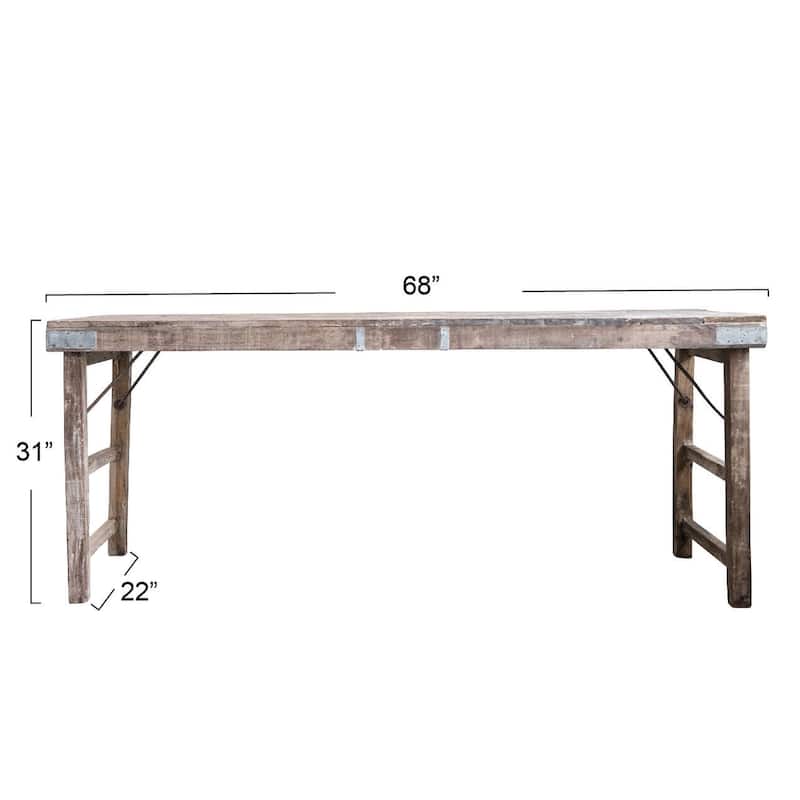 Reclaimed Wood Folding Table with Tin Patches (each one will vary)