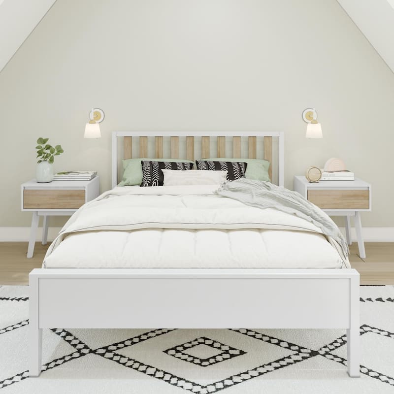 Max and Lily Scandinavian Full-Size Bed with Slatted Headboard