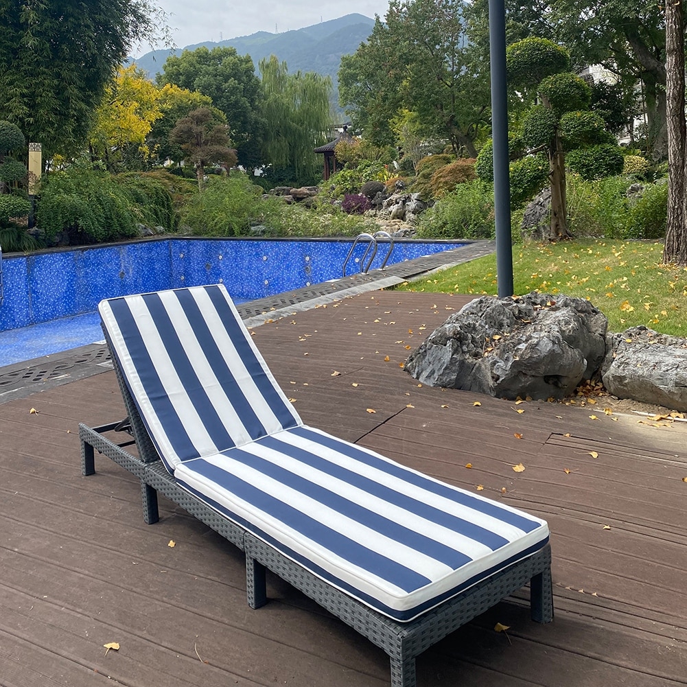 Blue and white striped chaise lounge cushions shop