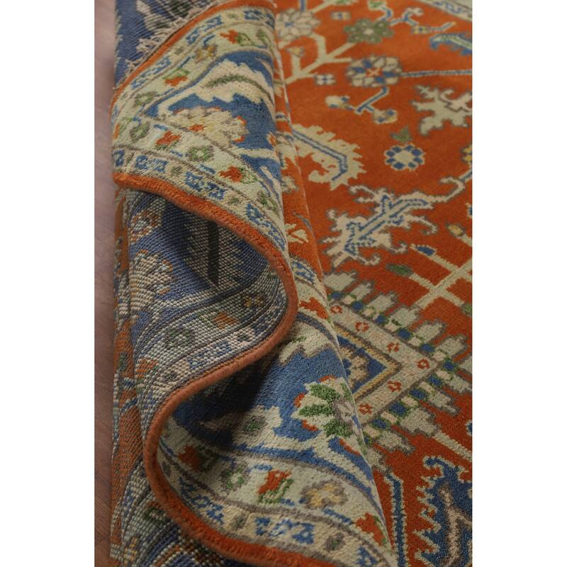 Hand Knotted Oriental 100% Wool Carpet Transitional All-Over Oranges & Rust Oushak Area Rug - 11' 11'' X 9' 0''