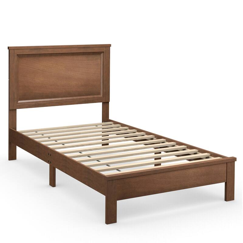 Gymax Twin/Full/Queen Size Bed Frame Platform Slat High Headboard