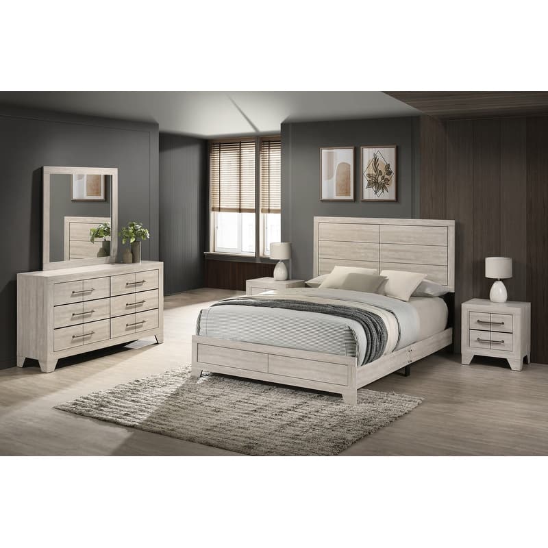 Best Quality Rustic Gray Oak Panel Bedroom Sets