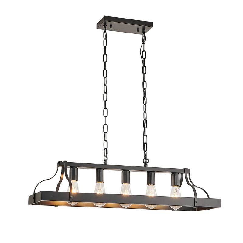 34" Industrial Linear Chandelier - Black