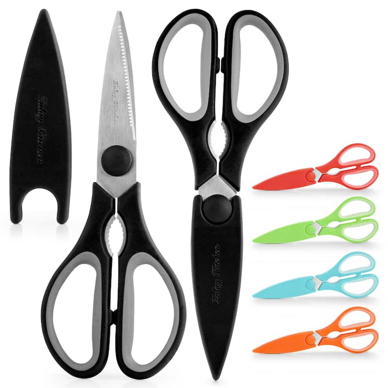 Zulay Kitchen Ultra Sharp Stainless Steel Kitchen Shears With Protective Cover - Black