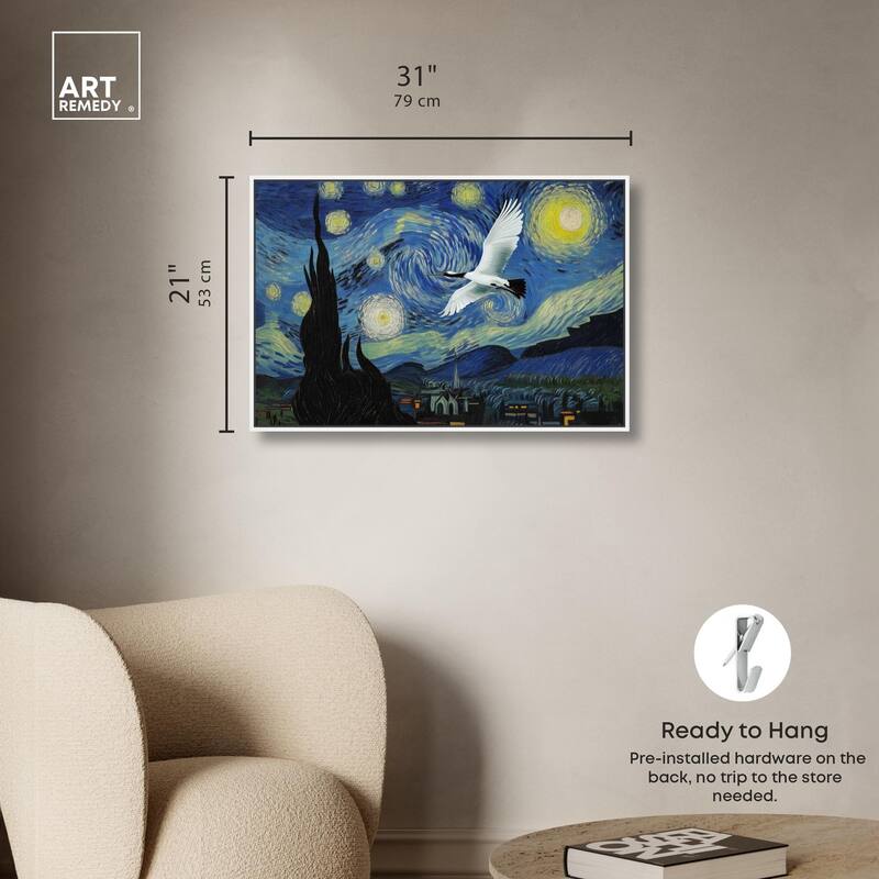 Crane Starry Night Canvas by Art Remedy