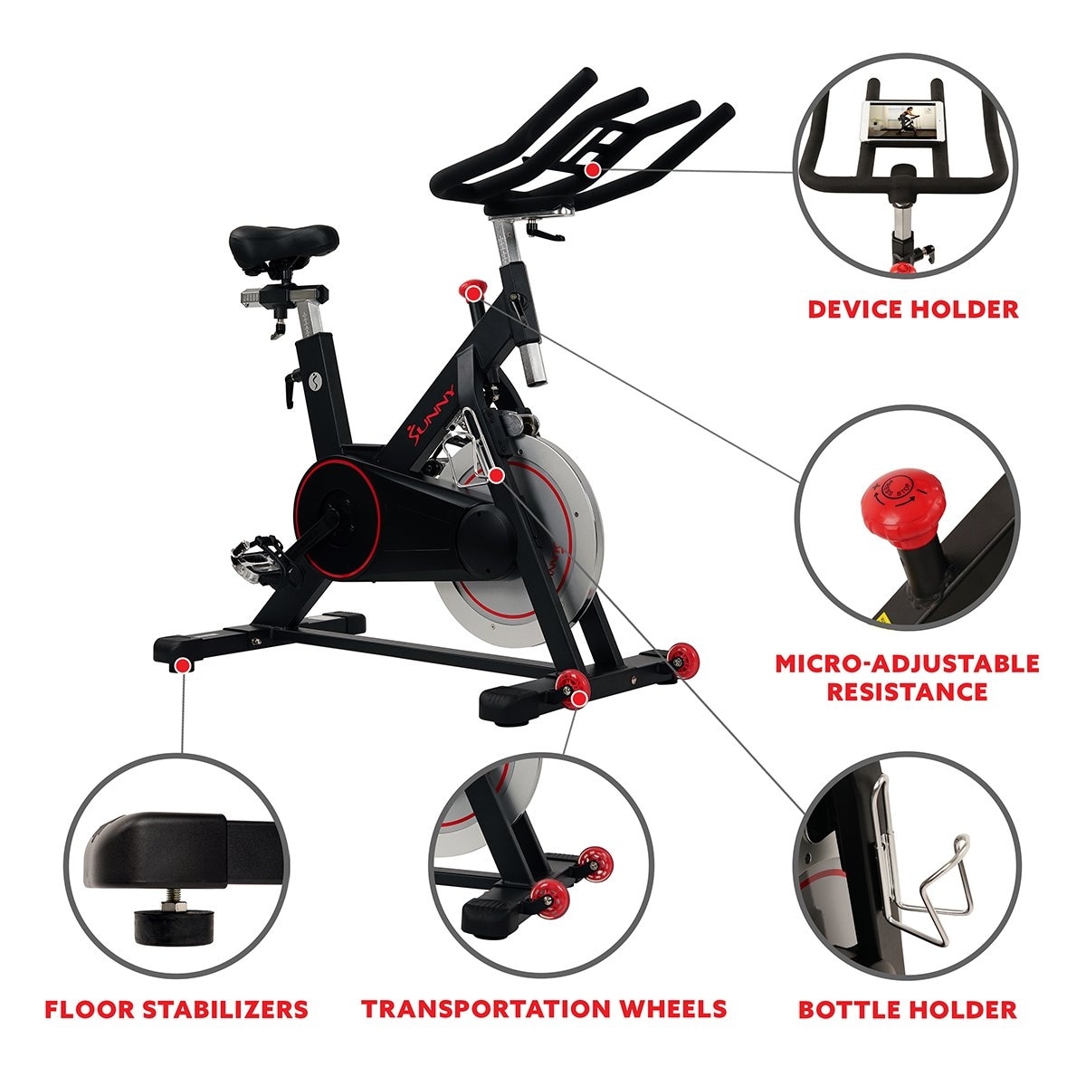 Fan Exercise Bike with Device Holder, Sunny Health & Fitness