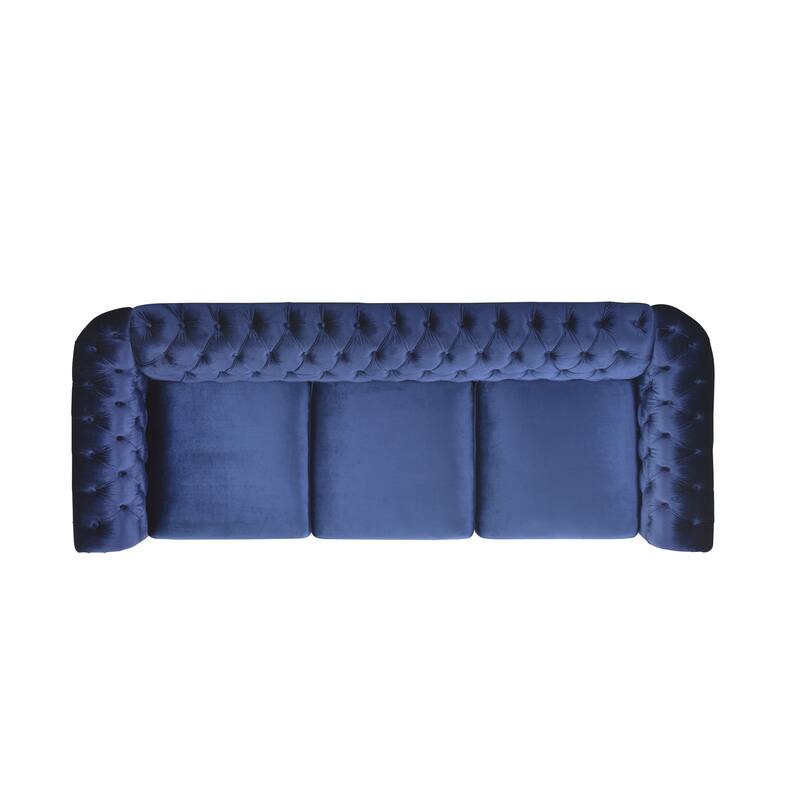 Roomfitters Modern Chesterfield 3-Seater Sofa, Tufted Upholstered Couch with Nailhead Trim and Deep Seating