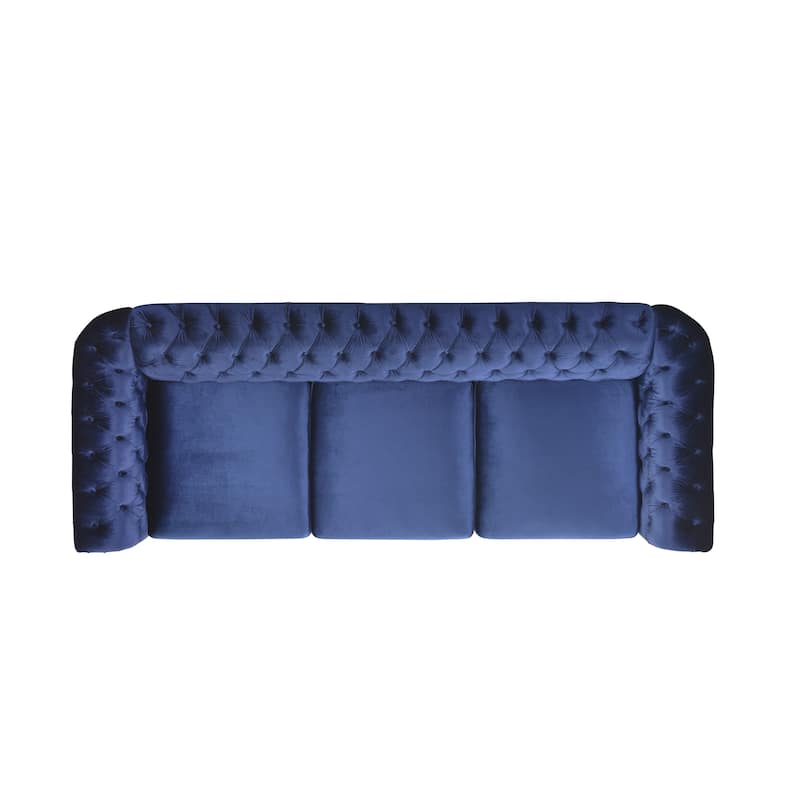 Velvet 3-Seater Sofa with Deep Tufting - Vintage Style for Living or Guest Rooms