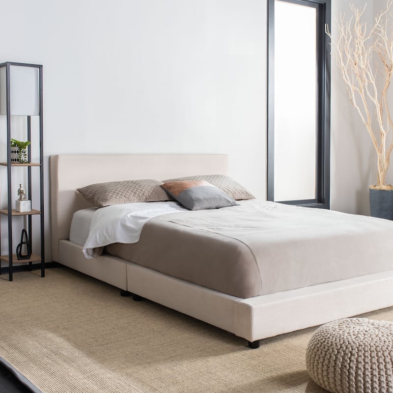 SAFAVIEH Thereze Linen Upholstered Platform Bed