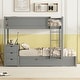 preview thumbnail 2 of 7, Gray Bunk Bed with Twin Trundle, Desk, Drawers, USB Outlets, Guardrails