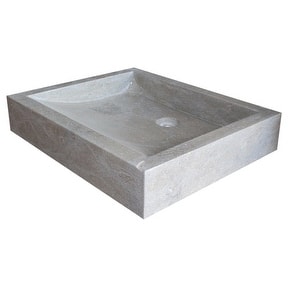 Angled Flow Rectangular Natural Stone Vessel Sink Sea Grass Marble Overstock 14439740