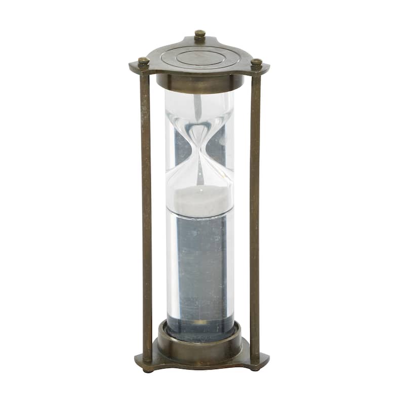 Brown or Silver Aluminum Metal Hourglass Timer with Water Tube