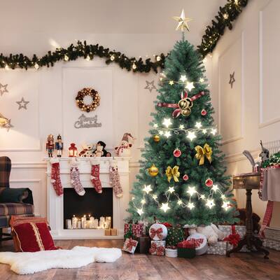 6FT/7.5FT Artificial Pine Christmas Tree with Durable Metal Stand,
