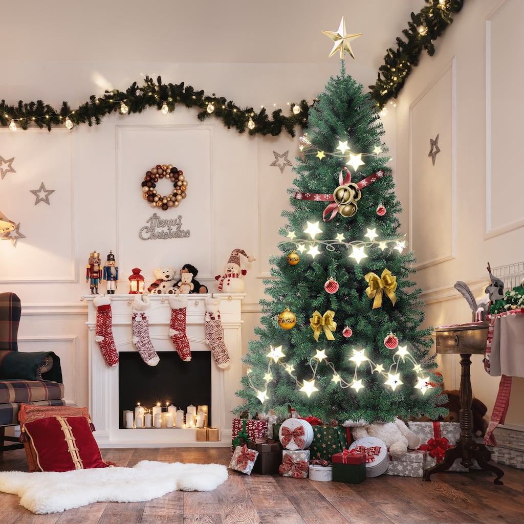 6FT/7.5FT Artificial Pine Christmas Tree with Durable Metal Stand,