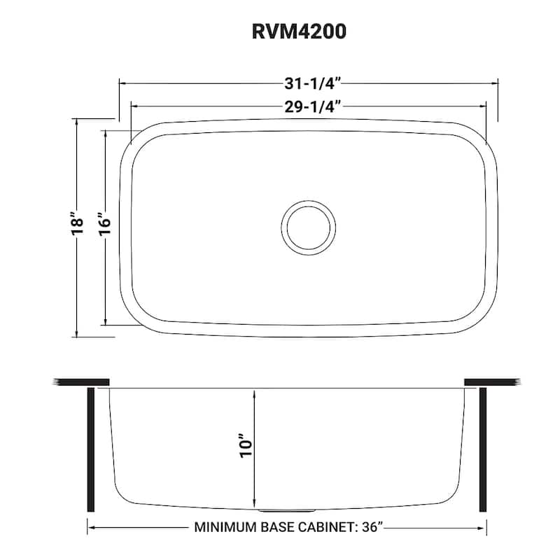 Ruvati 32-inch Undermount 16 Gauge Stainless Steel Kitchen Sink Single Bowl - RVM4200 - 29.25? x 16? - 29.25″ x 16″