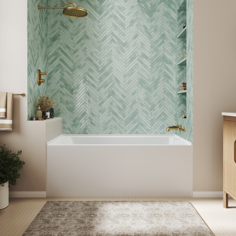 60 in. x 32 in. Acrylic Alcove Deep Soaking Bathtub with Right Drain in Matte White, Includes Chrome Cover & Metal Drain