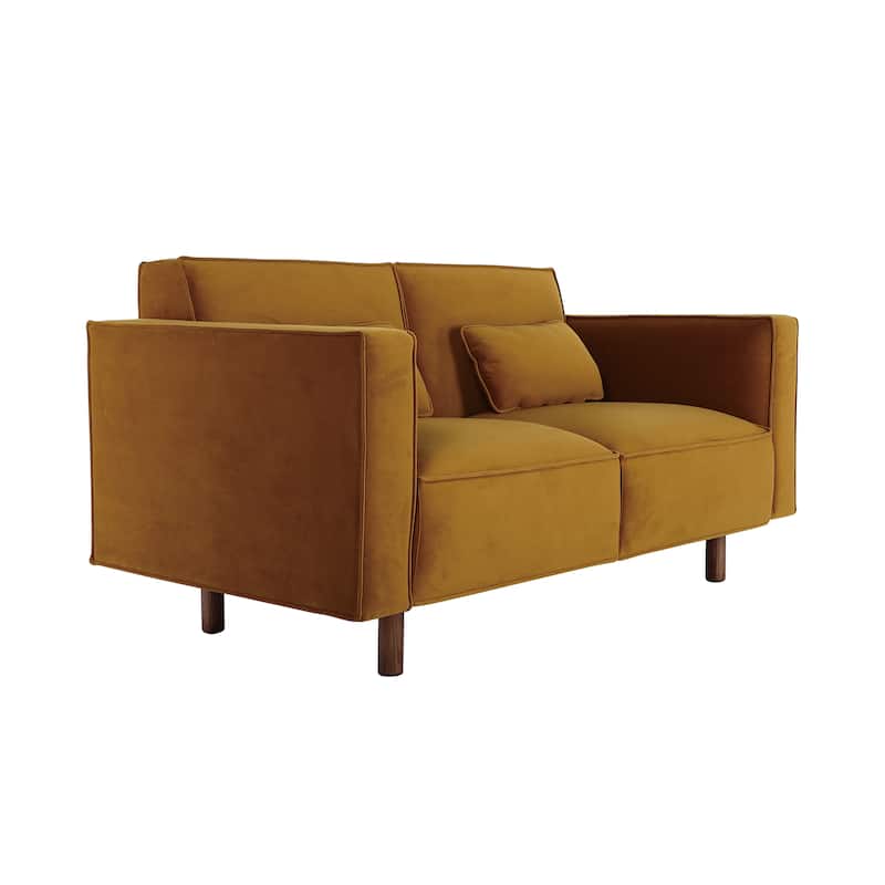 Fabric Upholstered Sofa with Wood Legs, Chartreuse - 63.0"L x 32.3"W x 31.9"H