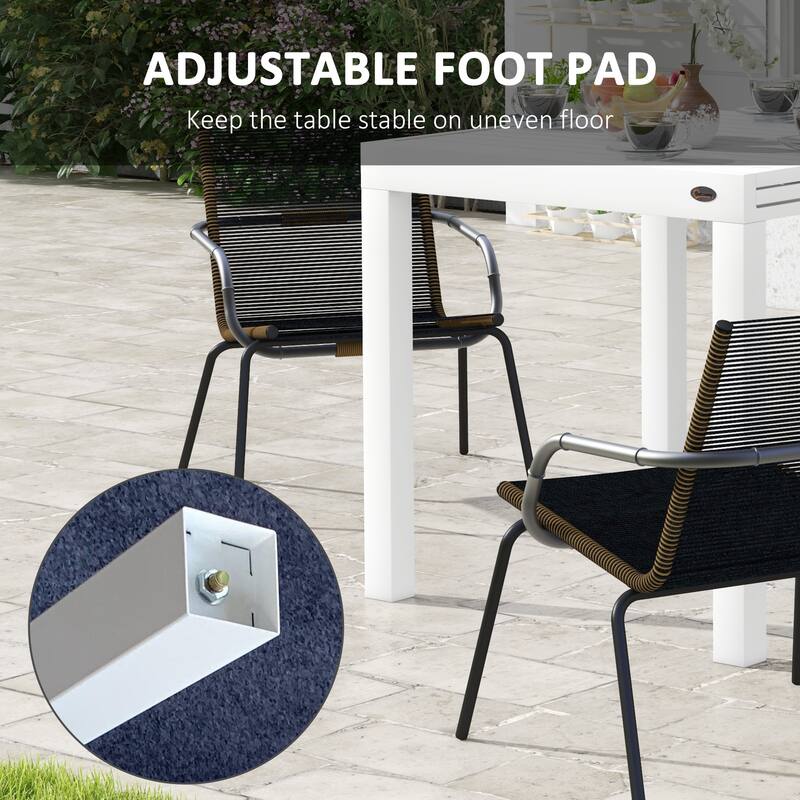 Outsunny Expandable Patio Dining Table for 4-6, 35.5" -70.75" Aluminum Extendable Outdoor Dining Table, Square / Rectangular