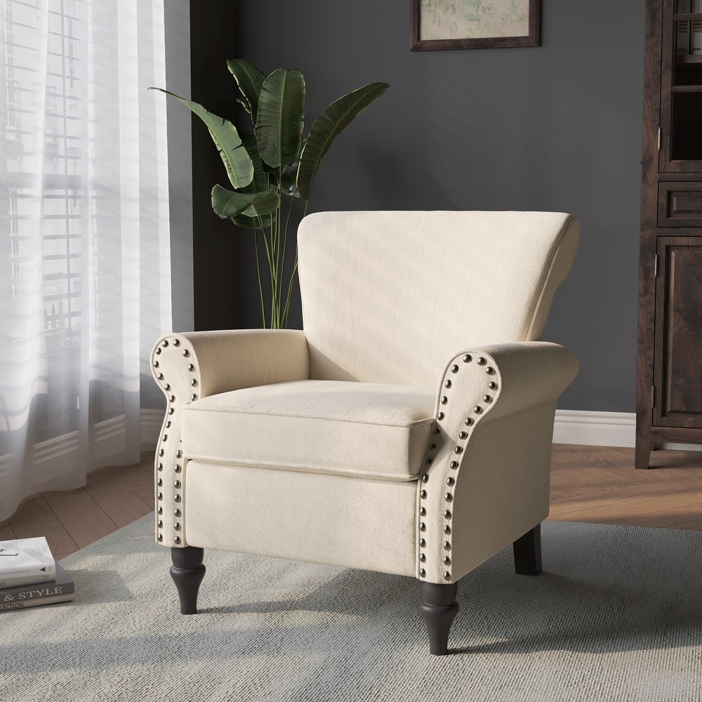 Modern Upholstered Armchair Nailhead Trim Accent Chair