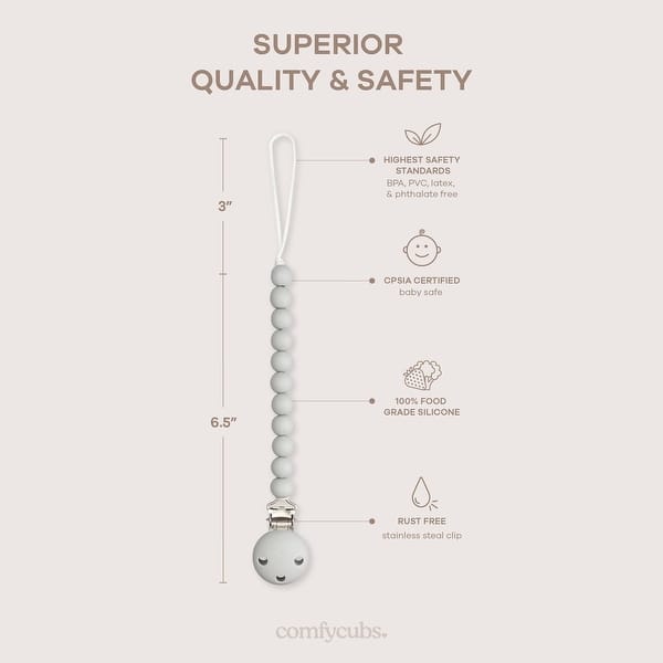 dimension image slide 7 of 8, Pacifier Clip for Boys and Girls by Comfy Cubs