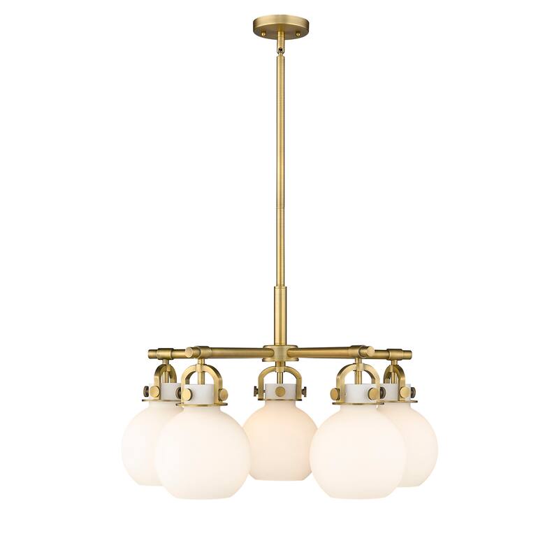 Innovations Lighting Newton Sphere - 5 Light 7" Stem Hung Chandelier.