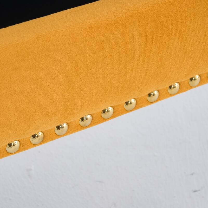 Velvet Storage Ottoman Bench with gold legs and Nailhead Trim for Bedroom/End of Bed/Entryway/Window