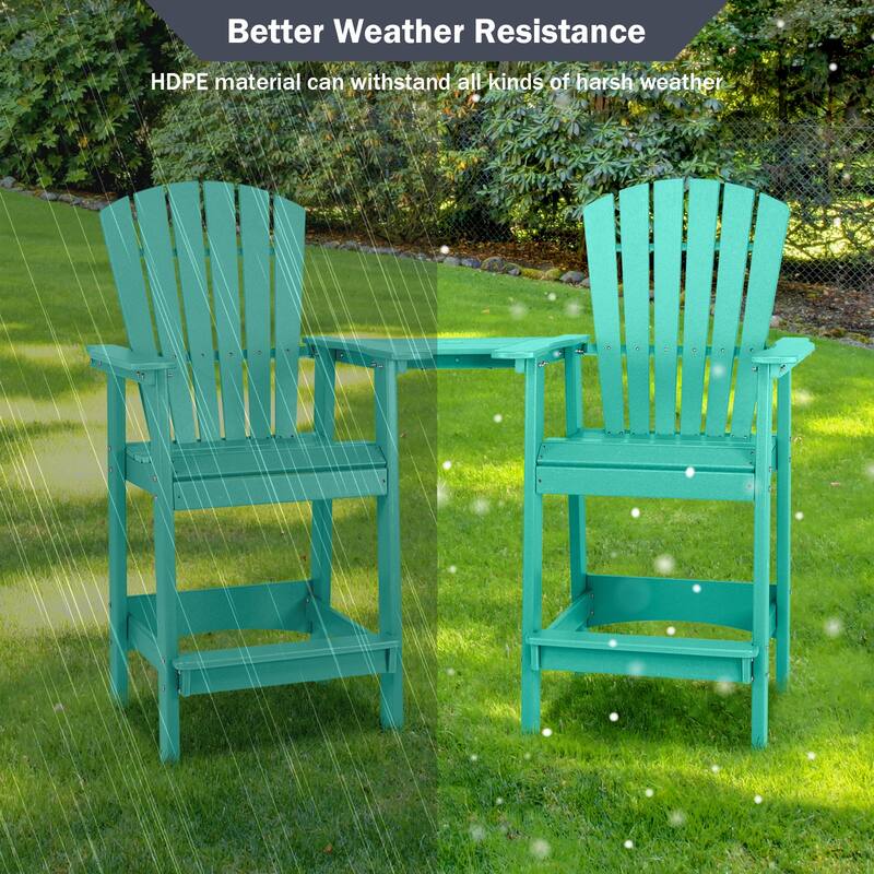 Aoodor Tall Adirondack Chairs Set of 2,HDPE Patio Bar Stool