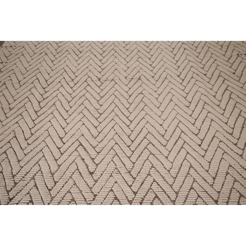 All-Over Chevron Moroccan Oriental Area Rug Handmade Wool Carpet - 8'8"x 13'0"