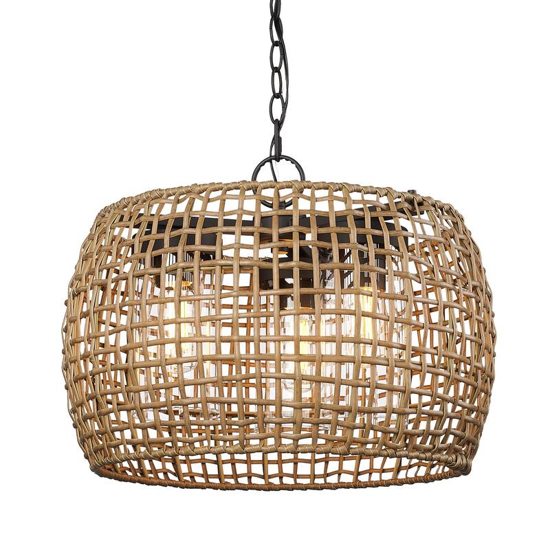 Golden Lighting 1067-O3P MAW Piper 3 Light 19" Wide Pendant with - Natural Black
