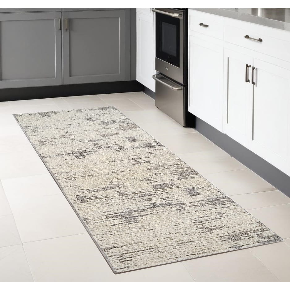Distressed Abstract Modern Stain Resistant Durable Area Rug - 2' X 8'