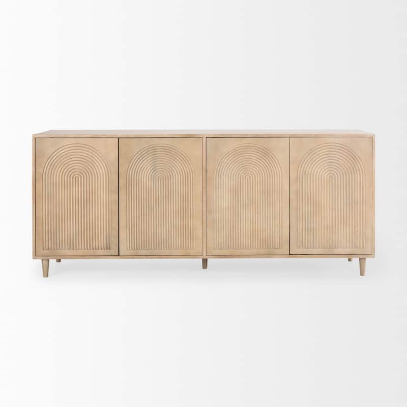 Tucker Light Brown Solid Wood w/Patterned Doors Sideboard - 71.75"W x 30"H x 15"D