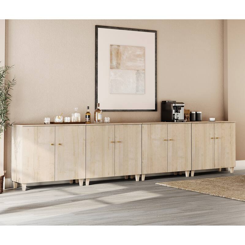 Sideboards Buffet Cabinets with Doors for Dining Room, 32.4"H - 4-In-1 - Light Oak