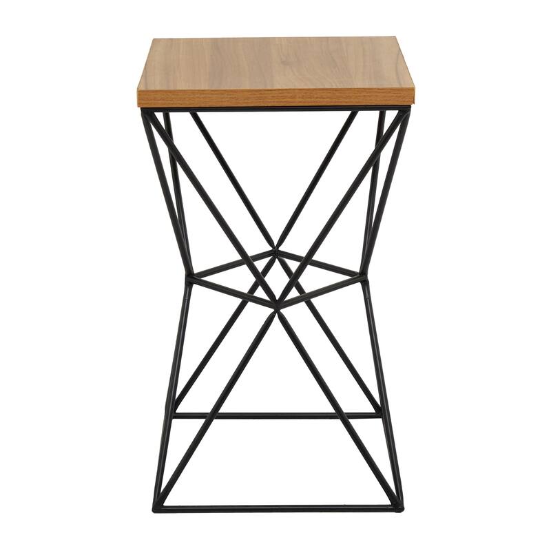 Brown Metal Contemporary Accent Table - 14 x 14 x 24