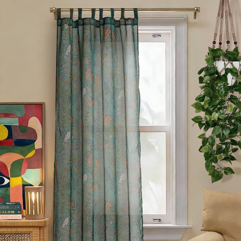 Manuela Single 84-Inch Botanical Sheer Curtain Panel by Jungalow