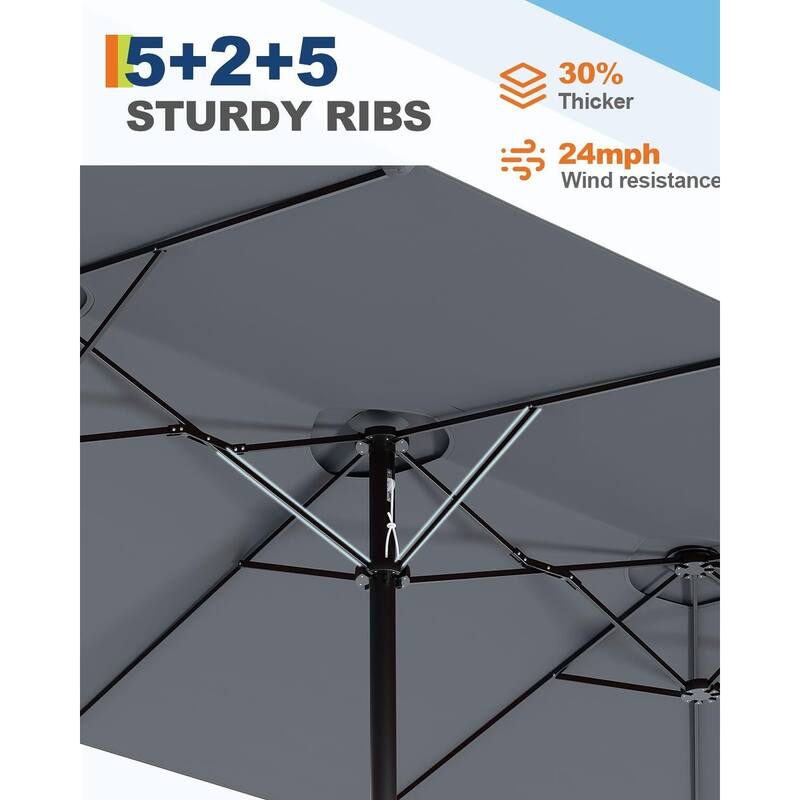 Coromose 13ft Large Patio Umbrella, for Pool Deck Garden Backyard - Grey