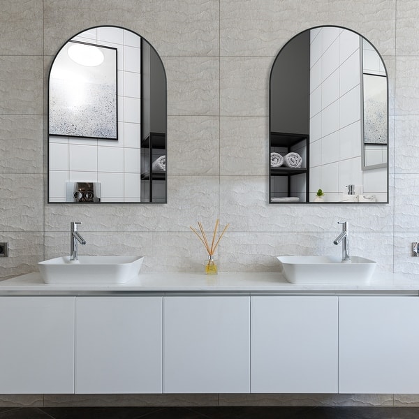Modern Arched Metal Bathroom Vanities Mirror Accent Wall Mirror Bed