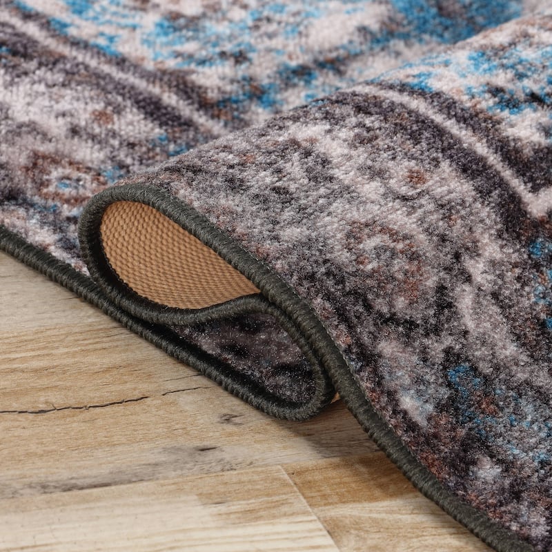 Superior Ezra Medallion Non-Slip Washable Indoor Runner or Area Rug