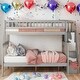 preview thumbnail 1 of 16, Twin over Full Stairway Bunk Bed with Storage, Include Two Sizes Bed, with Shelves on the Side, Assembly Required, Gray Gray