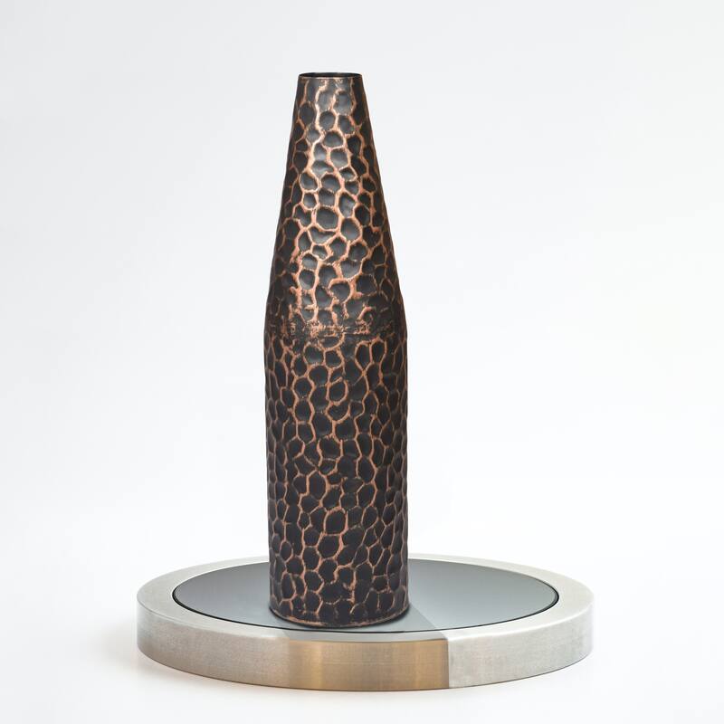 Hammered Metal Decorative Centerpiece Flower Table Vase