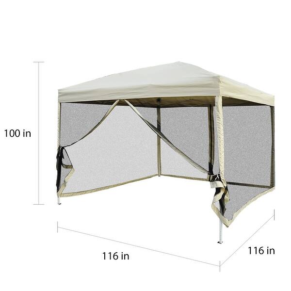 Outsunny 10 Foot Easy Pop Up Canopy Tent With Mesh Side Walls Overstock 18004805