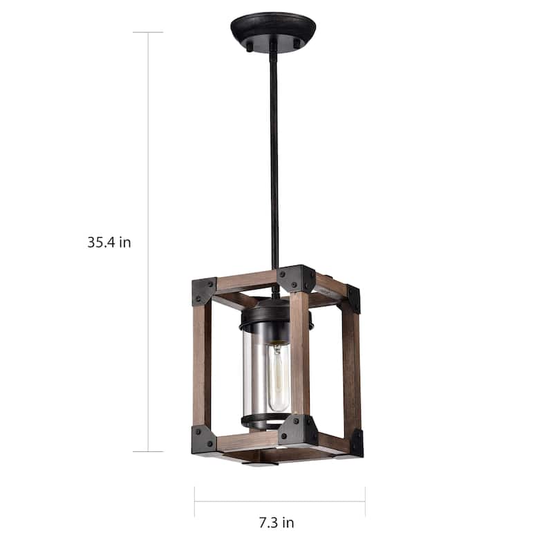 Daniela Antique Black Wooden Cage Pendant Chandelier
