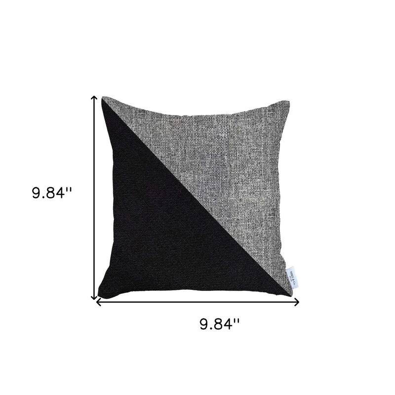 HomeRoots 18" X 18" Grey And Black Geometric Zippered Handmade Polyester Throw Pillow Cover
